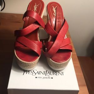 YSL Rust Platform Wedge Heels | size 11 US / 41 EU